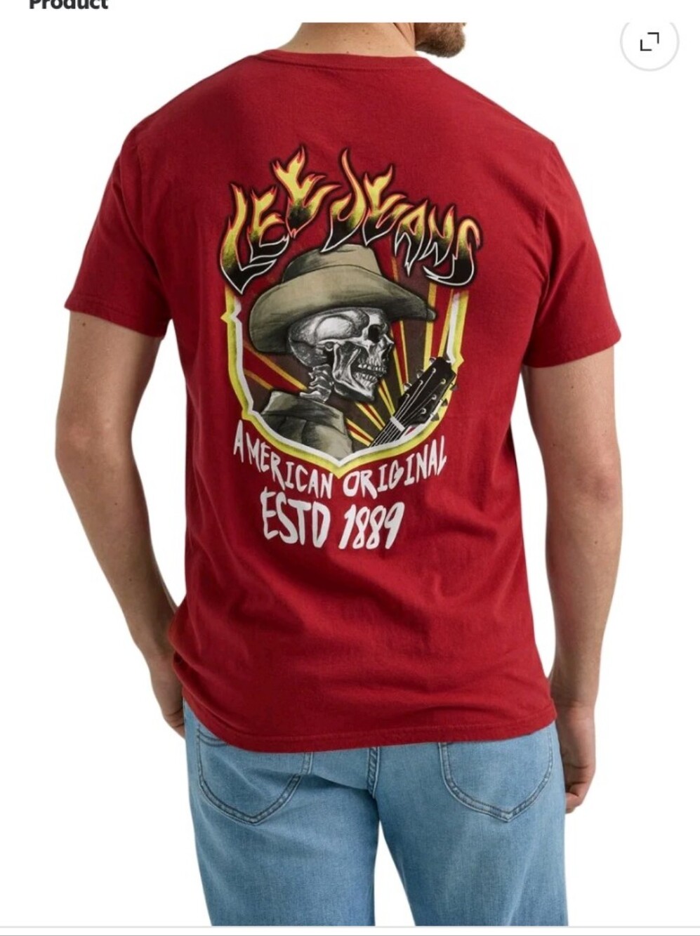 Lee Red Short Sleeve Graphic Tee with Yellow Accent